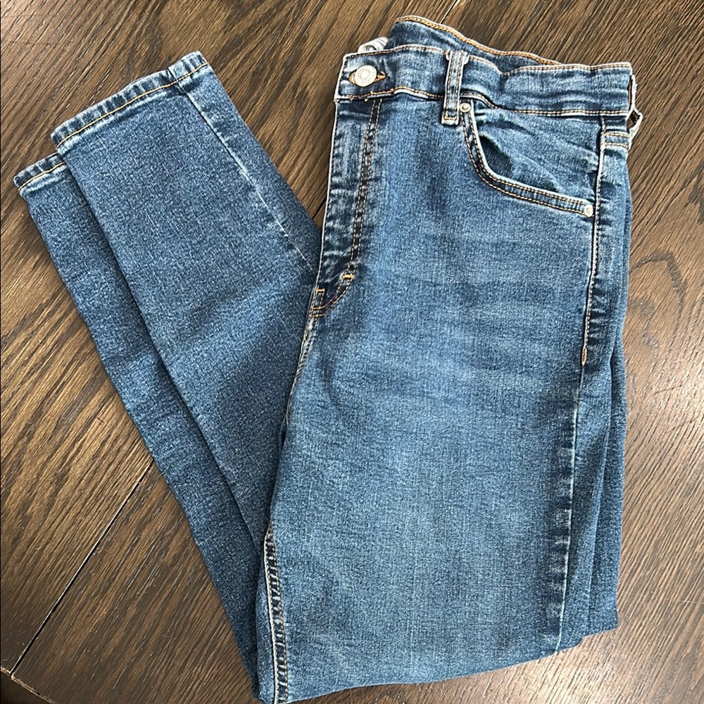 Topshop Women's Skinny Jeans - Medium Blue Denim